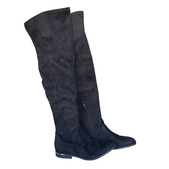 Marc Fisher Faux Suede Inner Half Zip Over The Knee Boots Black Size 8 Medium - Picture 1 of 7